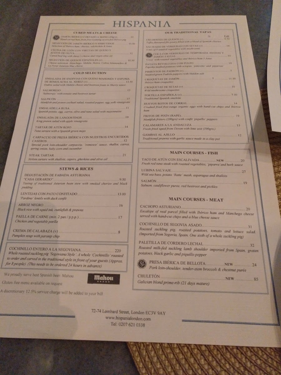 Menu - Hispania photo 1
